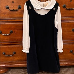 Beaufort Bonnet Company Girls’ s8 Navy Corduroy Jumper + Footmates s1 mary janes